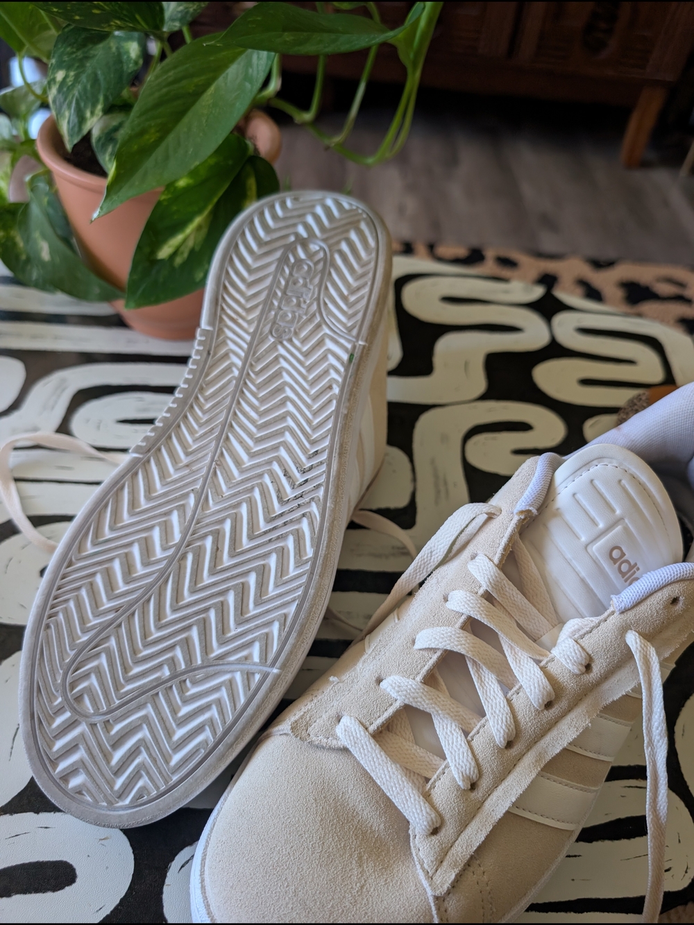 adidas Suede Casual Sneakers in Light Beige and White - Picture 8 of 8